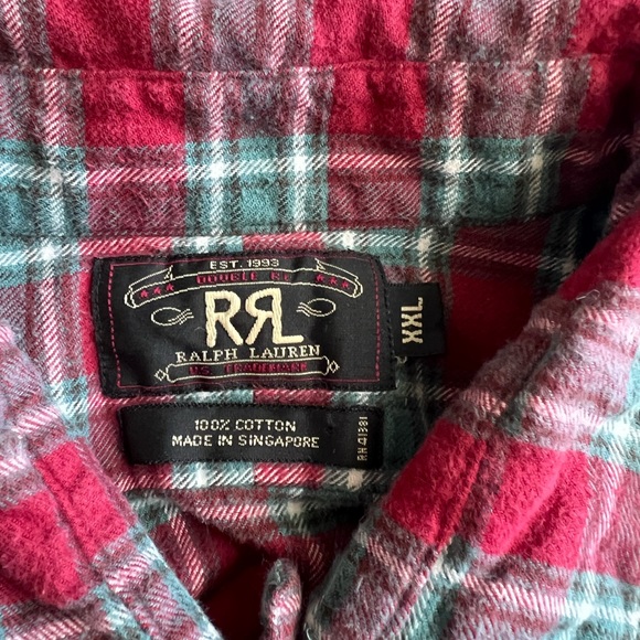 Double RL RRL RR Ralph Lauren Red Plaid Button Down Shirt Size XXL - Picture 3 of 6